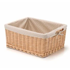 Rectangular Basket With Polka Dot Lining